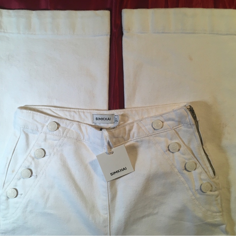 Jonathan Simkhai White High-Rise Button-Front Jeans